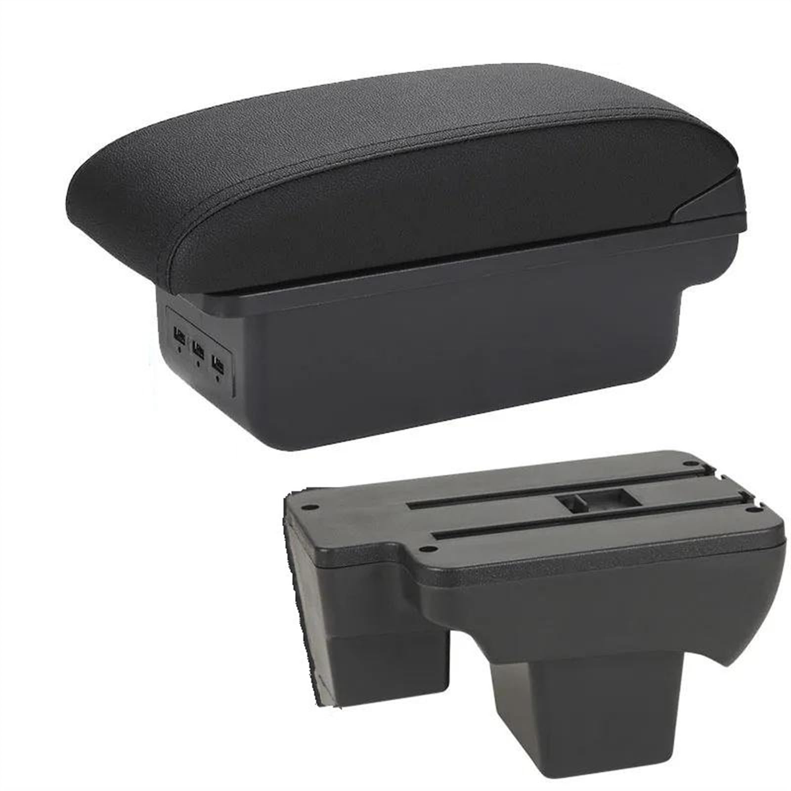 NOHEEU Armrest Box Car Dedicated Retrofit For Polo 2020-2024 Storage Parts Accessories(B2 Black line 3USB)