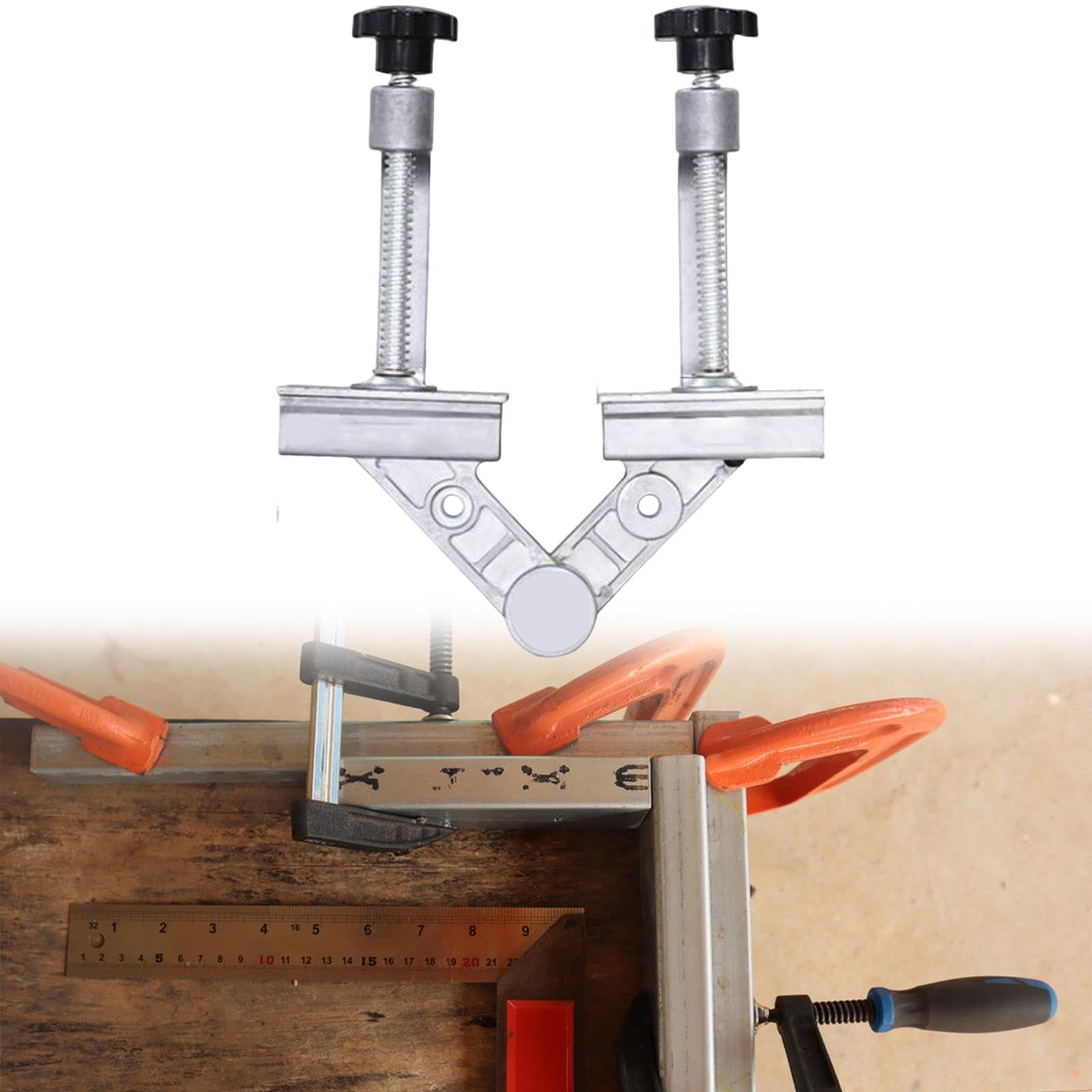 Generic Right Angle Corner Clamp,Adjustable Tube Clamp Welding with Swing Jaw Aluminum for Stainless Steel Tubing Wood Crafts Fixing