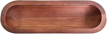 Stained Wood Dough Bowl - 15.8" x 5" x 2" Oblong Decorative Tray, Hand-Carved Farmhouse Centerpiece for Coffee Table, Mantel & Entryway Display