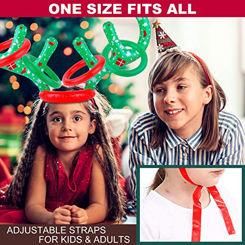 GINMIC Christmas Inflatable Reindeer Antler Ring Toss Game Set for Kids Adults Carnival School Party Favor Supplies Holiday Decoration Novelty Toy Outdoor Indoor Funny for Kids - Thumbnail 6