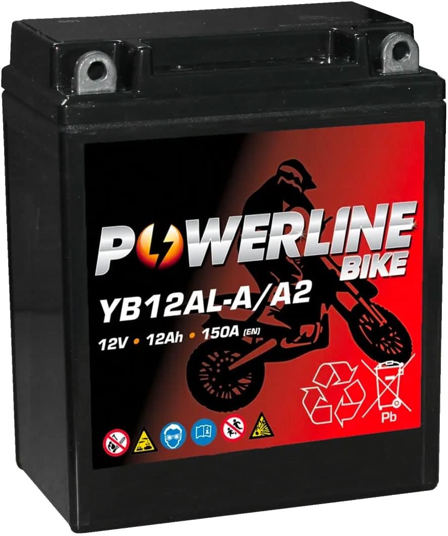 YB12ALA AGM Powerline Factory Sealed Motorcycle Battery 12V 12Ah