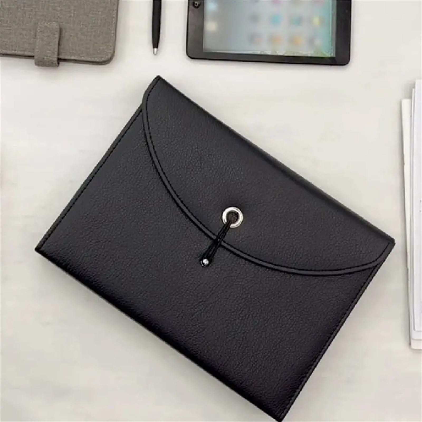 Portadocumenti A4 in Pelle PU Borsa portadocumenti in pelle PU impermeabile con 13 tasche, portadocumenti espandibile, portatile, multifunzionale, formato A4(Black)