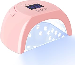 BOLASEN UV Nail Lamp for Gel Nail Polish, 80W UV Light for Nails, Professional Led Nail Dryer with Metal Base, 42 LED Beads, 4 Timers, Auto Sensor - Ideal Gift for Women & Girls, i2 Plus (Pink)