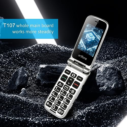 artfone Seniorenhandy ohne Vertrag, Klapphandy Mobiltelefon mit Großen Tasten, 4G LTE Handy für Senioren mit 2,4+1,77 Zoll Farbdisplay, SOS Notruftaste, Dual SIM, Taschenlampe, 1000 mAh, D6 Schwarz
