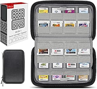 sisma 64 Game Case Compatible with Nintendo 3DS DS Switch Game Cartridges, Game Card Holders Organiser Travel Storage Safekeeping Black Carry Case