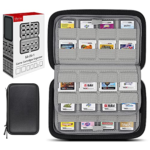 sisma Etui na gry, Posiadacz kart kompatybilny z 64 gry Nintendo 3DS DS Switch i karty SD, Pojemniki do przechowywania gier, Torba transportowa czarna