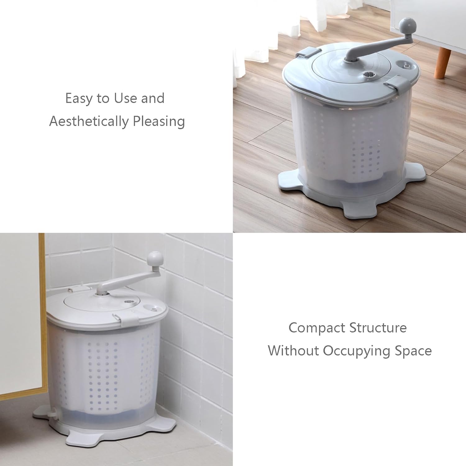 Manual Washing Machine Non Electric Clothes Washer Portable Washing Machine Dehydrator Hand Crank Laundry Wringer Compact Spin Dryer for Clothes, Suitable for Dormitory, Apartment, Camping, RV
