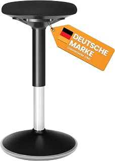 SONGMICS Bürohocker, 360° Drehstuhl, höhenverstellbar 56-81 cm | Ergonomischer Arbeitshocker, Sitzhocker, einfache Montage, schwarz, ACTIVO Kollektion OSC05BK