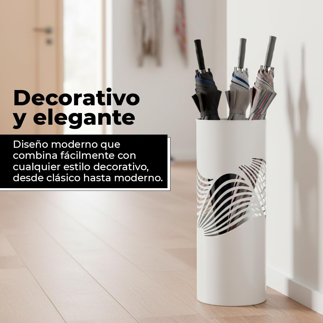 HERSIG Paraguero Metálico Blanco Diseño Lineal Elegante y Funcional para Entrada Recibidor Oficina