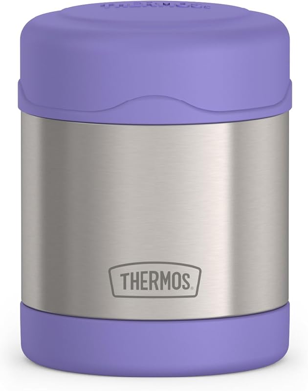 THERMOS FUNTAINER Tarro de comida para niños, 10 oz, morado | Contenedor de alimentos aislado de acero inoxidable apto para niños, mantiene la comida caliente o fría por más tiempo para la escuela y el juego, sin BPA