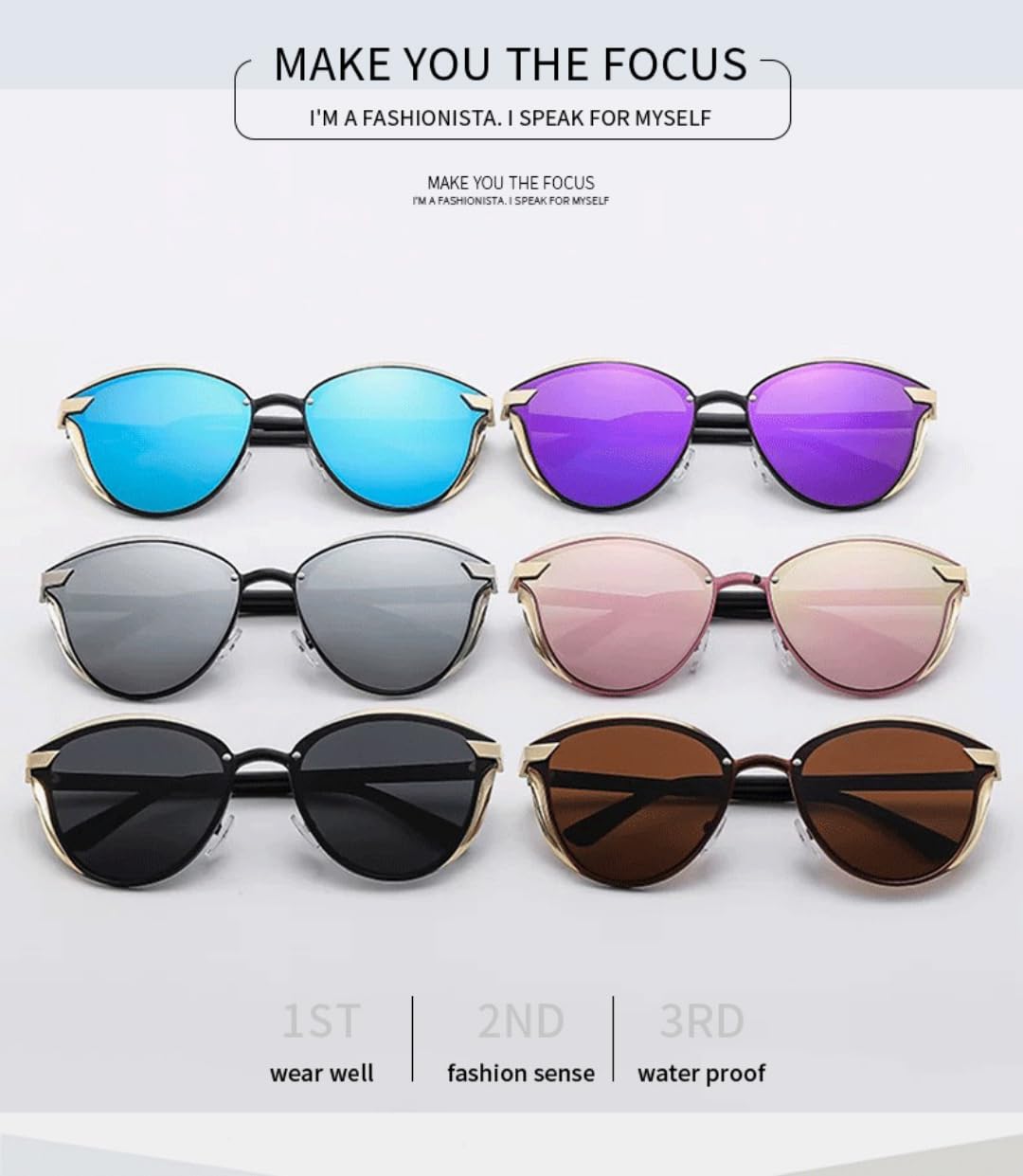 Occhiali da sole polarizzati Cat Eye bicolore unisex, montatura in metallo | Occhiali da sole polarizzati unisex Cat Eye, finitura bicolore a contrasto, UV400, classe 3, per guida, viaggi e feste