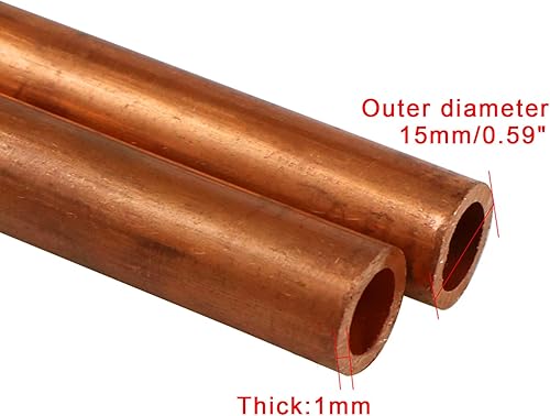 Miniatura 2 de tubo de cobre de alta pureza 19.6 pulgadas longitud utilizada en la producción de equipos conductores, térmicos (OD 15MM16MM), 5.945in (ODThick)