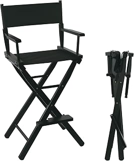 JXUFDHO Tall 46'' Foldable Directors Chair - Black Makeup Artist Chair, 250lbs Solid Hardwood Frame, Portable 12.9lbs
