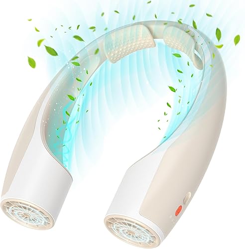 Miniatura 10 de Rohent Ventilador de cuello portátil personal: ventilador recargable de alta velocidad de 4 velocidades, flujo de aire de refrigeración - Batería de