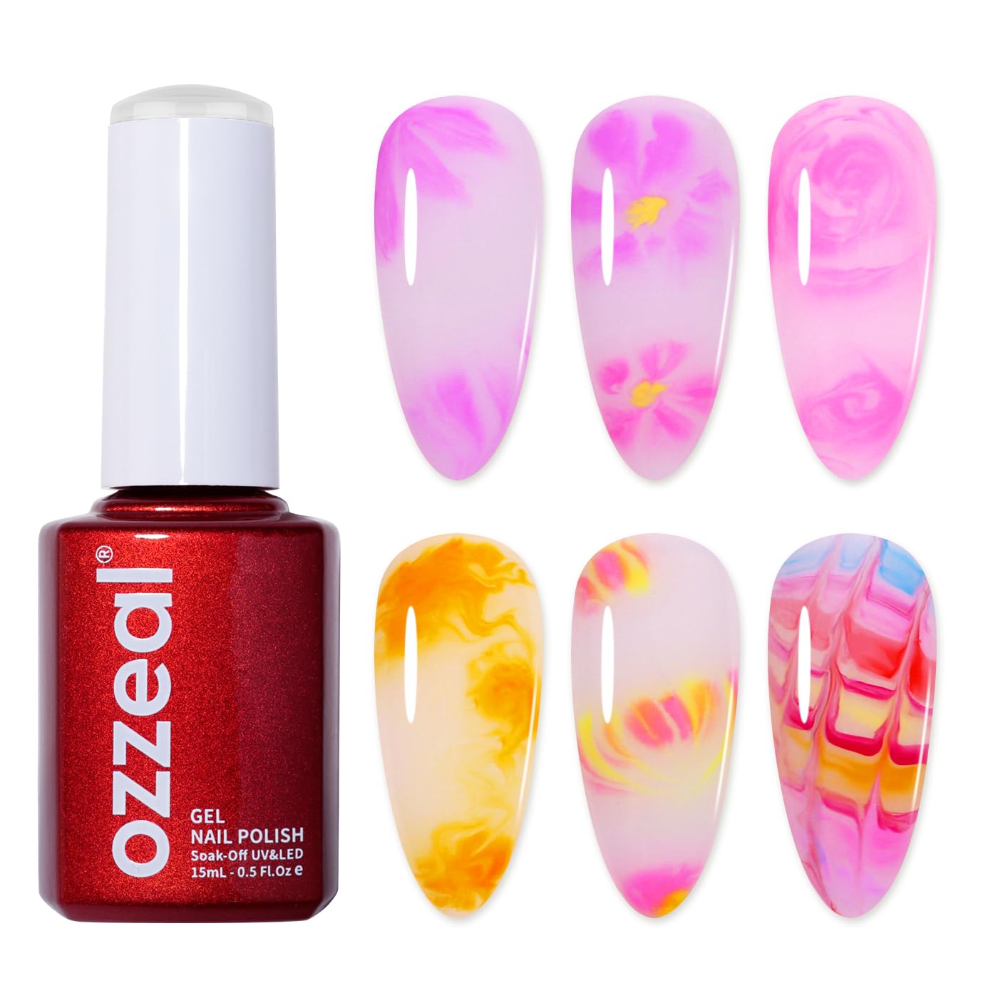 Ozzeal Gel Polish - 0.5 Fl Oz Bright Coral Orange UV LED Soak off Nail Polish for Spring Summer Manicure Salon DIY Art — view 27