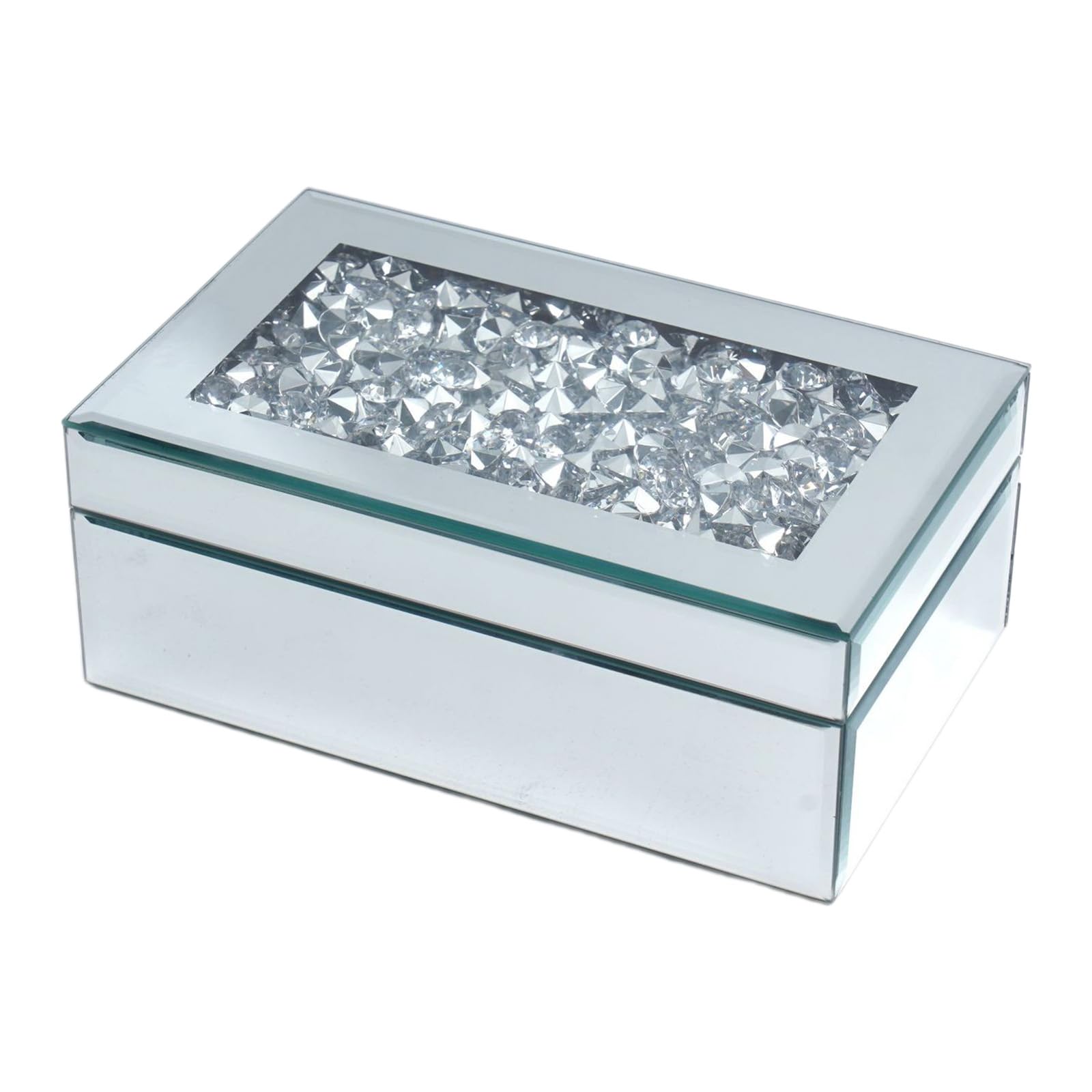 RAFGALDEX Portable Jewelry Case Earrings Display Box Rings Storage Box Necklaces Organizers Glass Jewelry Case Glass Texture Display