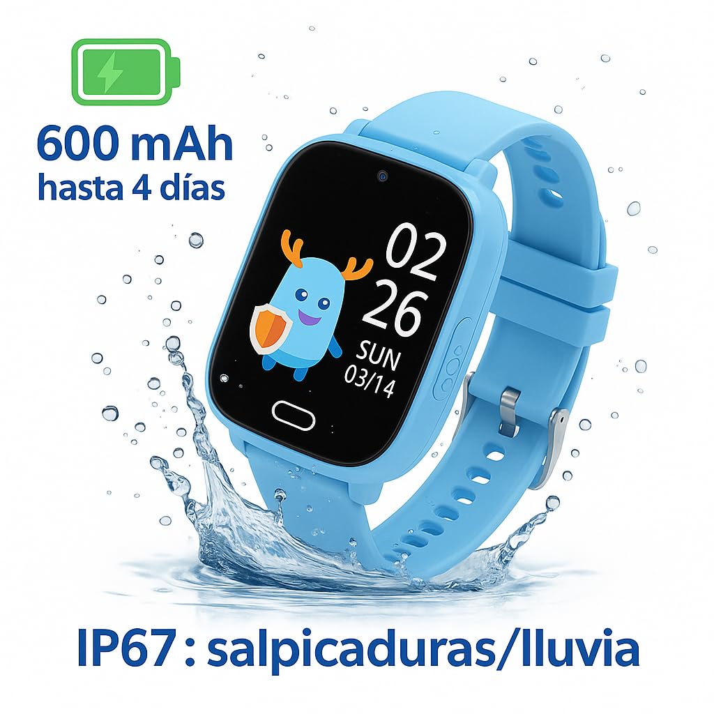 Genérico Reloj Niños con GPS y Llamadas -Smartwatch 4G, Compatible con iOS y Android, Pantalla 1.83", con SOS - Localizador GPS Niños - Reloj Infantil - Reloj Inteligente Niño Resistente Agua