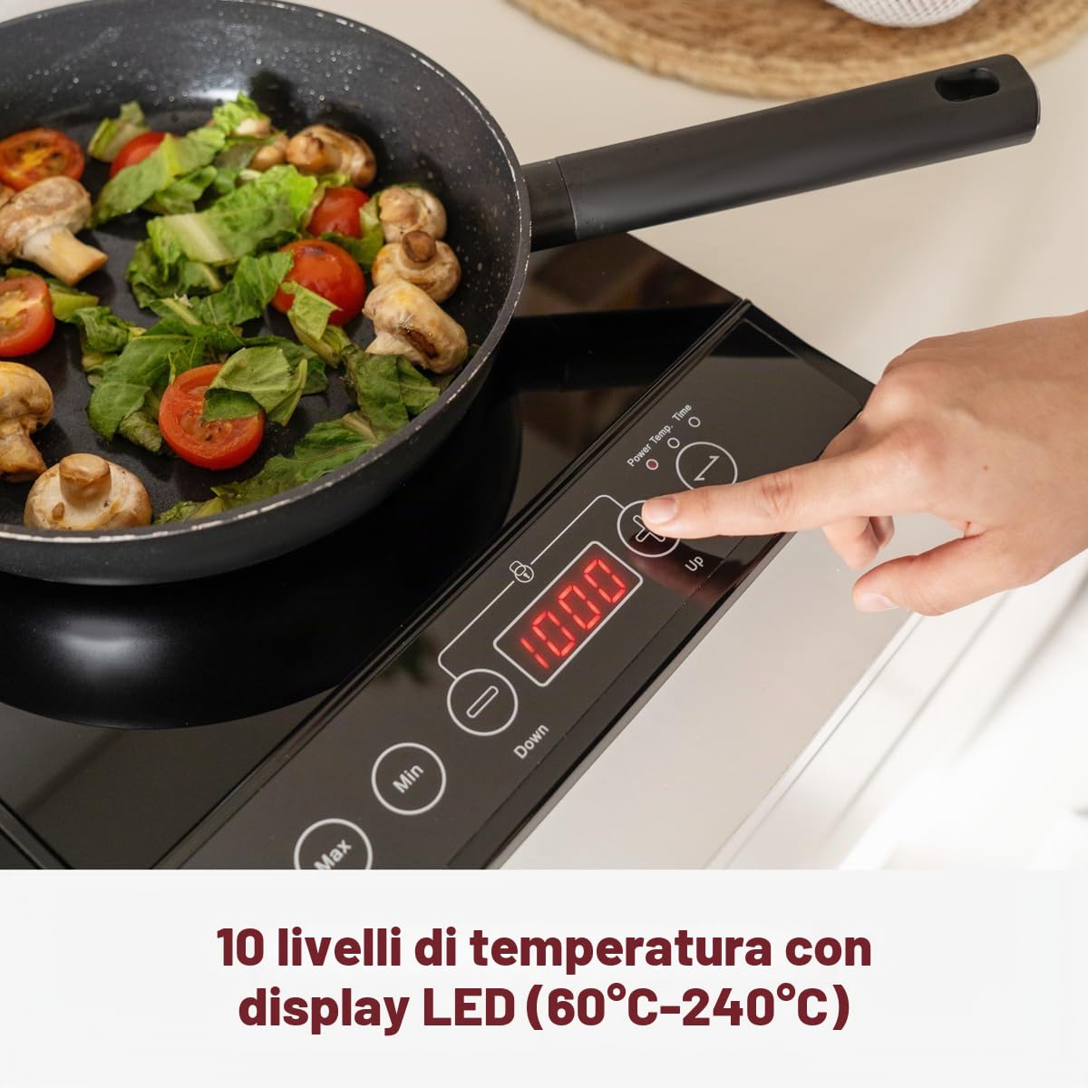 Clatronic DKI 3609-Piastra ad induzione doppia portatile, 10 livelli di temperatura, 3500 W