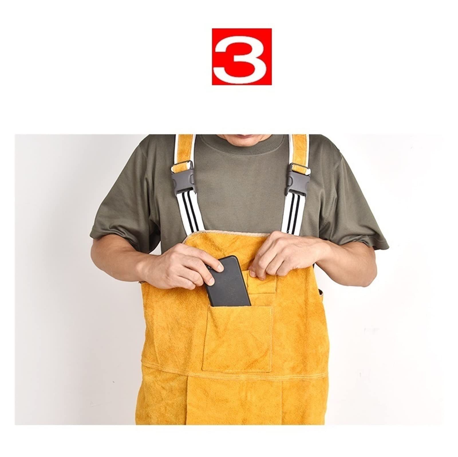Tablier soudeur, Vêtements de soudage for hommes combib statut cover de sécurité for haute température protectrice de protection de la flamme en cuir pantalon soudette(Brown,XX-Large)
