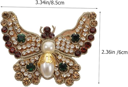 Miniatura 9 de EXCEART 2 parches de apliques de diamantes de imitación en forma de mariposa para decoración de zapatos de sombrero de bricolaje, parches de