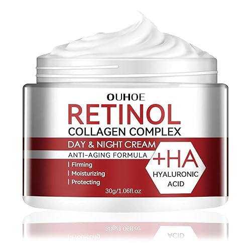 Crema de retinol para cara, hidratante facial de retinol con ácido hialurónico, crema de noche para cara y debajo de los ojos, crema de estiramiento