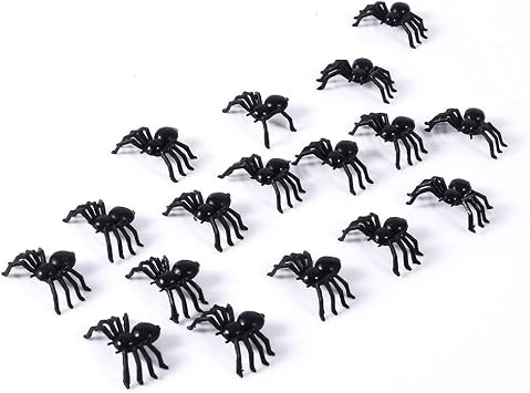 Plastic Spider Small, 50 Pieces Scary Halloween Spiders, 2cm Tiny for Crafts, Realistic Fake Bug Props, Party Joke Supplies