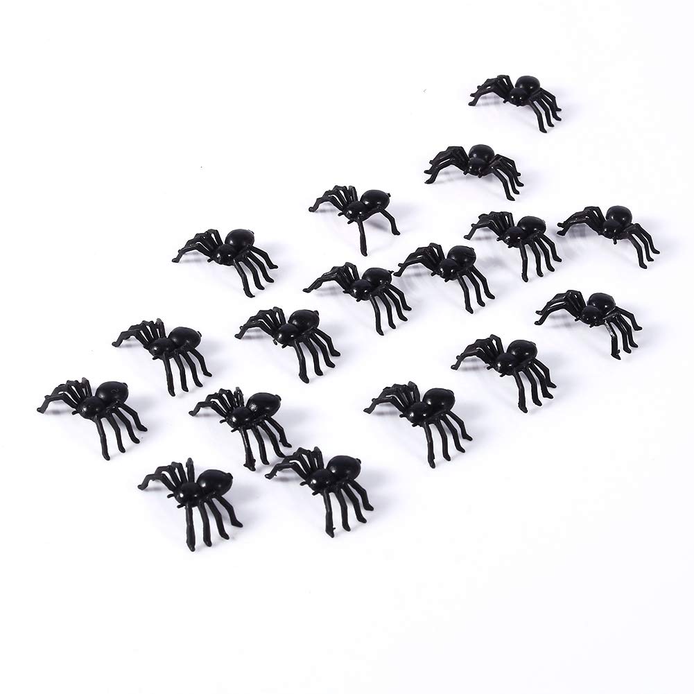 COM-FOUR 100x Plastic Spinnen – Griezelige Strooidecoratie Voor Halloween, Tafeldecoratie, Zwart, 4,5 Cm, Herbruikbaar