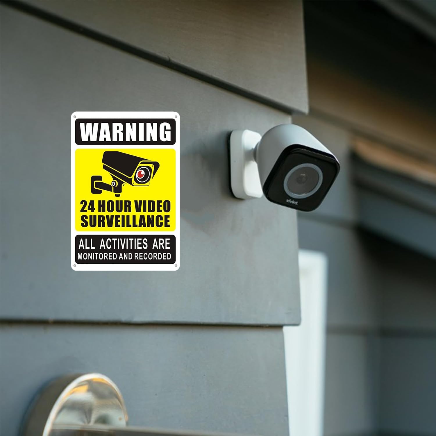 Luimode 1 Pack Surveillance Warning Sign Safety Sign Aluminum Video Surveillance Signs CCTV Signs Hanging Signage No Trespassing Security Signs-24 Hours 18 * 25cm - Image 4
