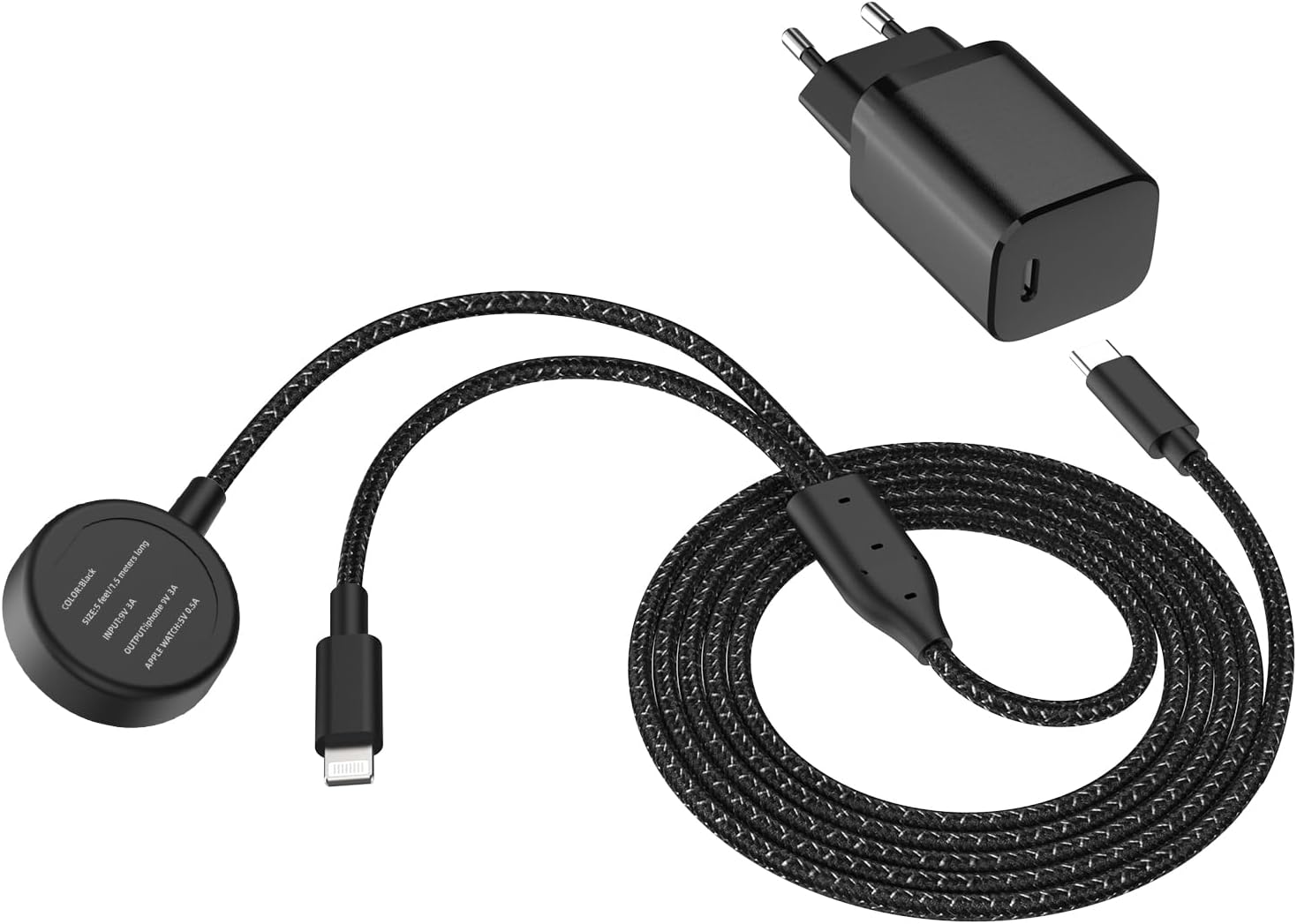 PEAPOLET【Apple MFi Certified】 2 in 1 Apple Watch ladekabel,Ladegerät