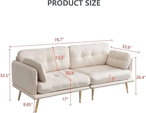 Miniatura 2 de DUNTRKDU Sofá cama futón, sofá cama convertible con reposabrazos, sofá pequeño de tela moderna, sofá biplaza plegable de 3 plazas para sala de