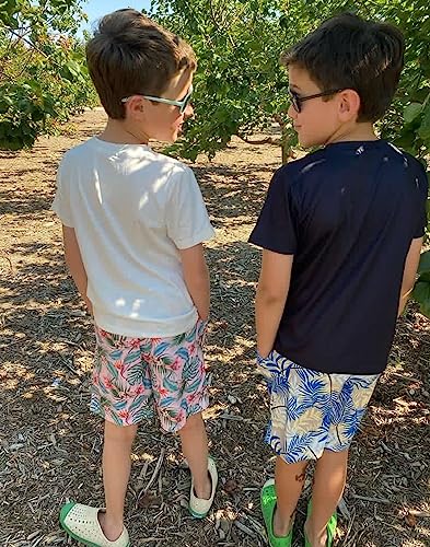 Image of GERU Boy Shorts Sets Hawaiian Outfit Kid Leaves Floral Short Sleeve Shirt Top+shorts Suits