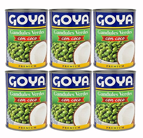 Goya Canned Green Pigeon Peas with Coconut, 15.5 Ounces (6 Pack) Gandules con Coco