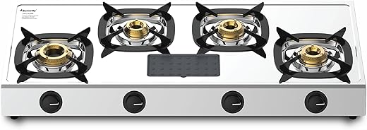 Butterfly Matchless 4 Burner Open Gas Stove, Silver
