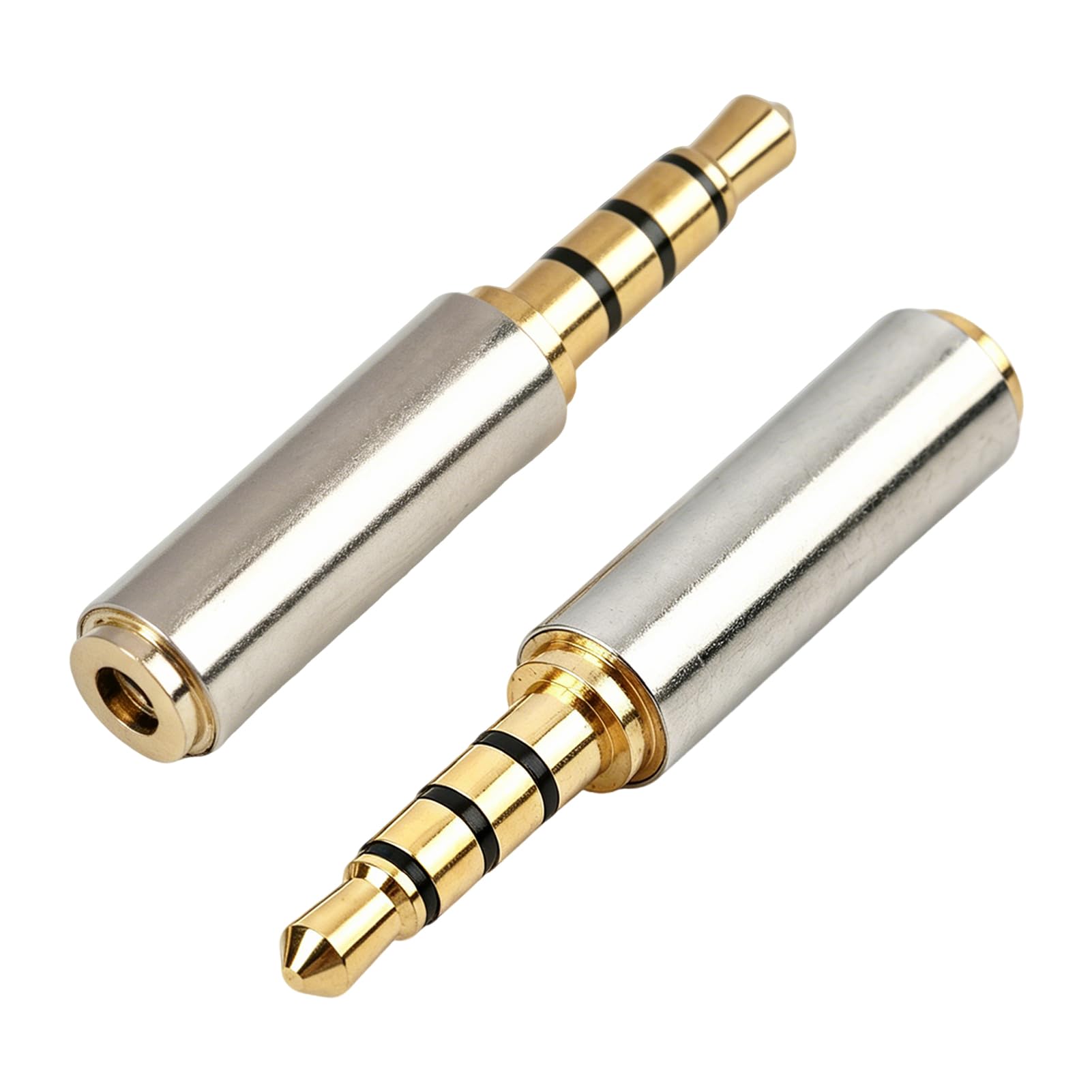 2 Stück Klinke Adapter, 3,5mm auf 2,5mm Adapter, Stecker Audioadapter, Gold überzogen, Vollmetall, Stereo-Kopfhörer mit MIC Unterstützung für Smartphones Tablets Computer MP3 Player Headset HiFi Sound