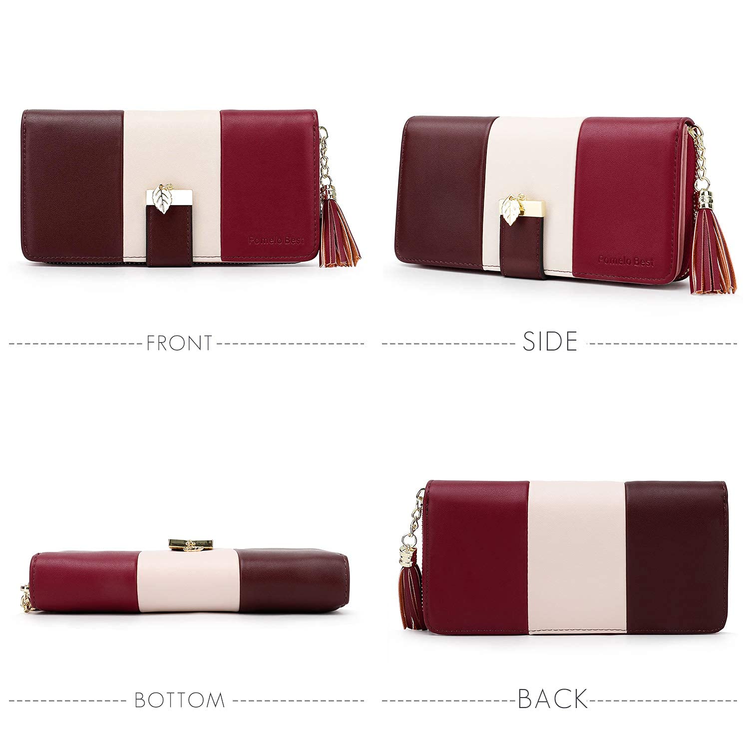 Pomelo Best Portafoglio Donna Cerniera Lungo con Pendente Portamonete Chiusura con Cerniera - Ideale Regali per Donna