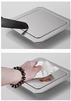 Stainless Steel Recessed Countertop Trash Can Lid, Built-in Flap Cover, Flexible Center Swing, Waste Chute Cover