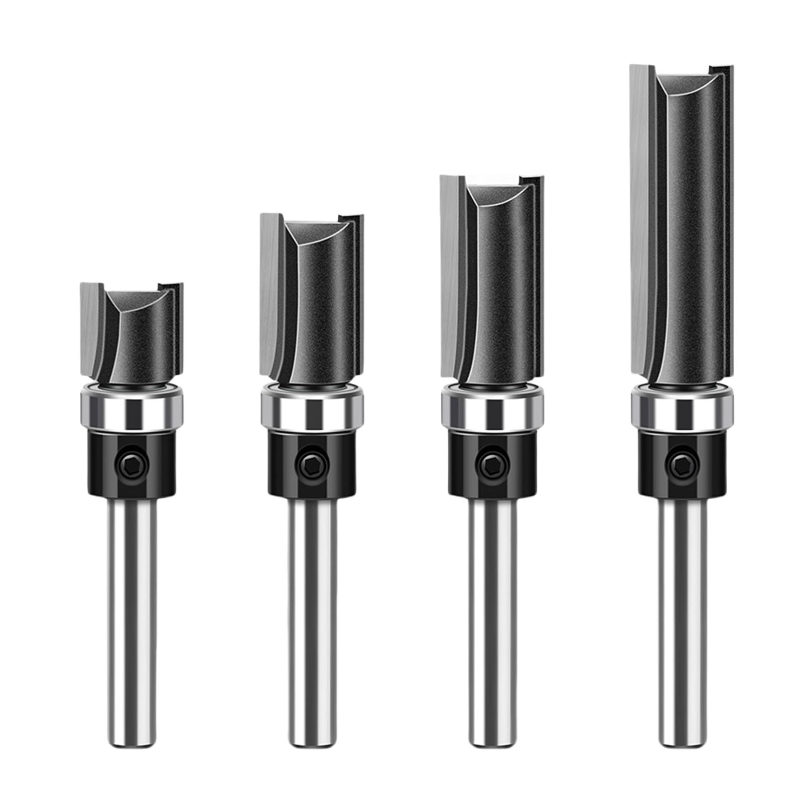 Tsophreniq 6.35Mm Shank 4Pcs Wood Routers Bit 1 / 4Inch Shank Straight Cutter Flush Trim Routers Bit For Wood Trimming Milling Cutter Woodworking Chamfering And Grooving Tool