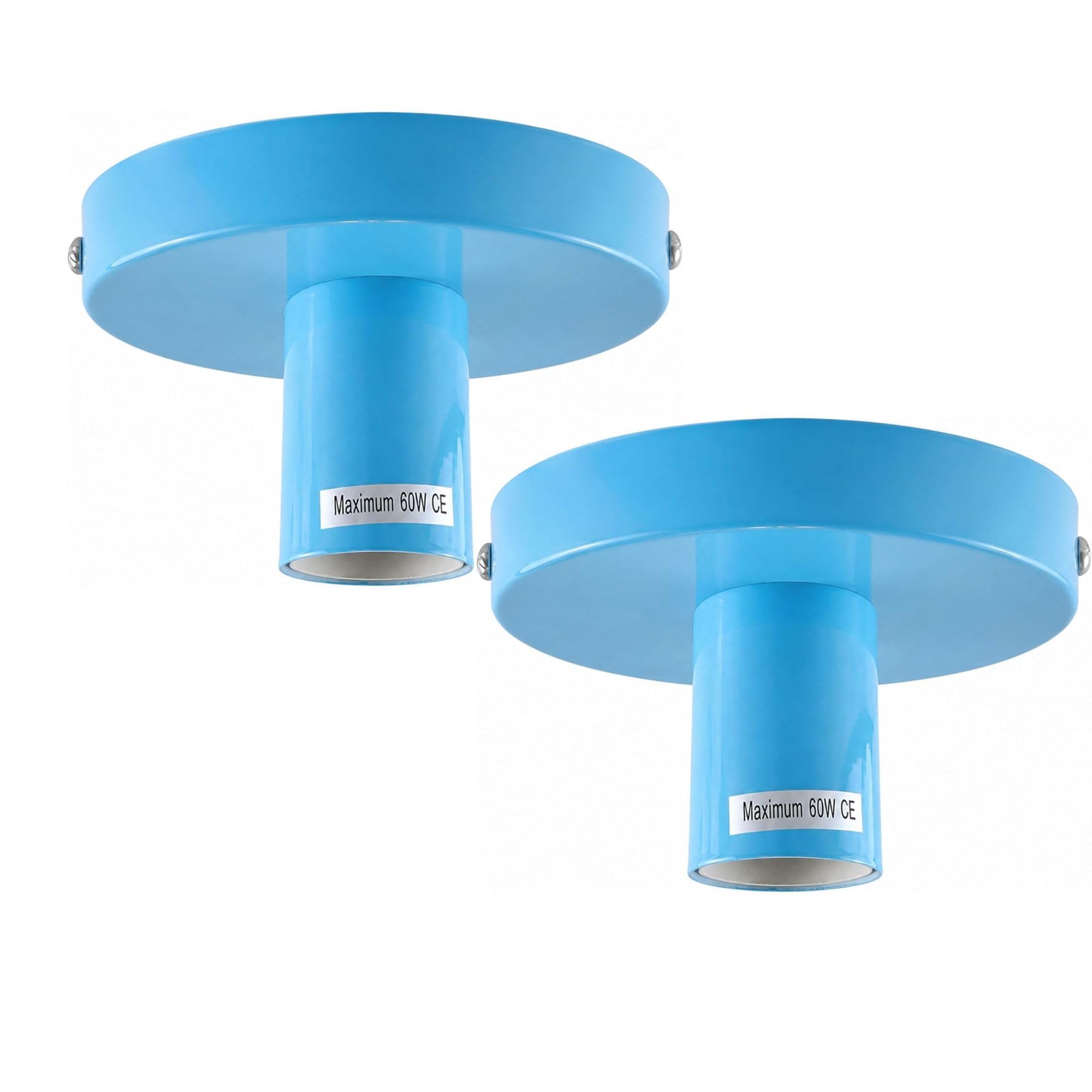 DC VOLTAGE Vintage Ceiling Semi Flush Mount Light Fitting Easy Fit E27 Metal Ceiling Fitting for Living Room Kid Room Lounge Decorative (Blue 2 Pack)