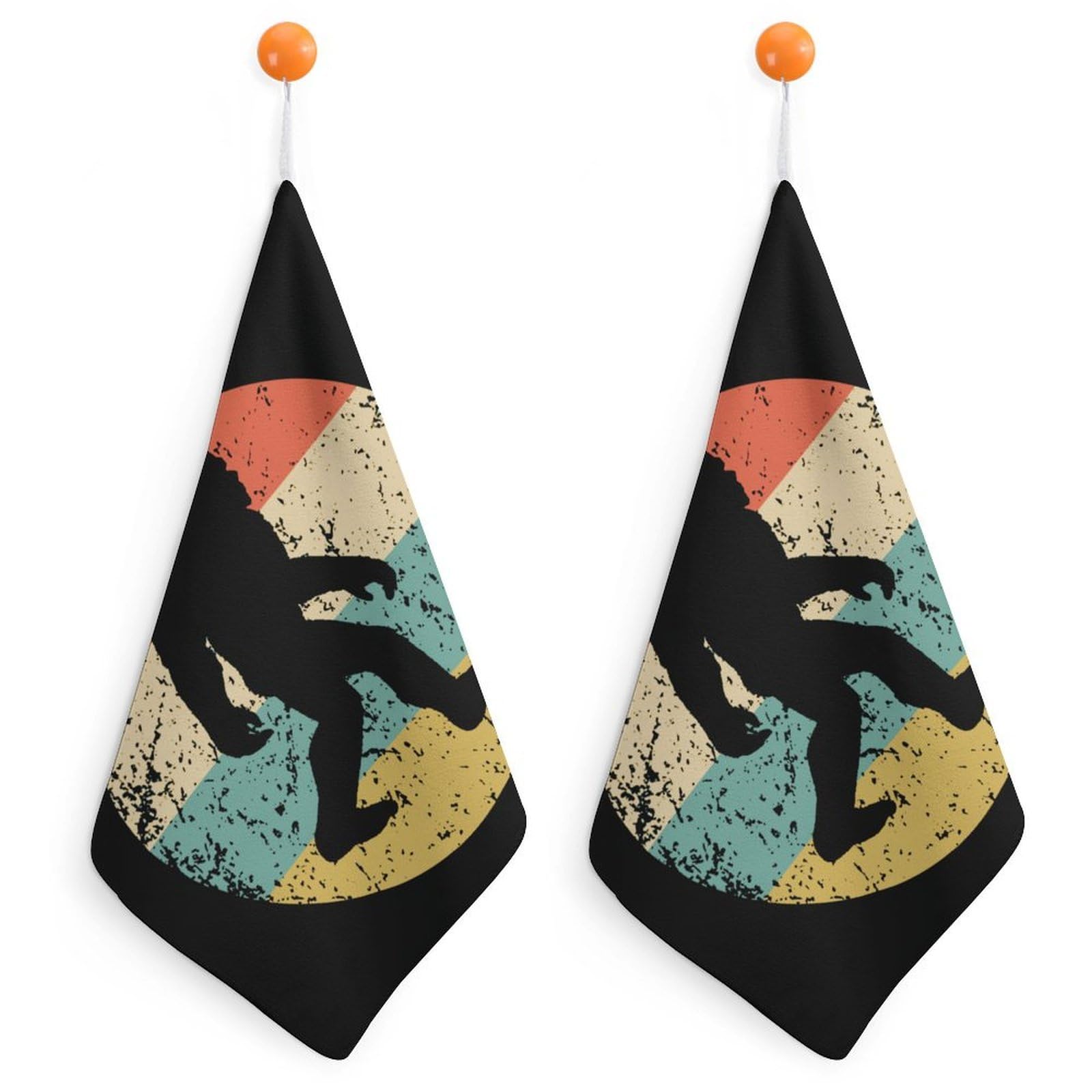 TXFBTRFSA Vintage Bigfoot Sasquatch Hand Towels with Hanging Loop Kitchen Towel Handkerchiefs Cleaning Cloths