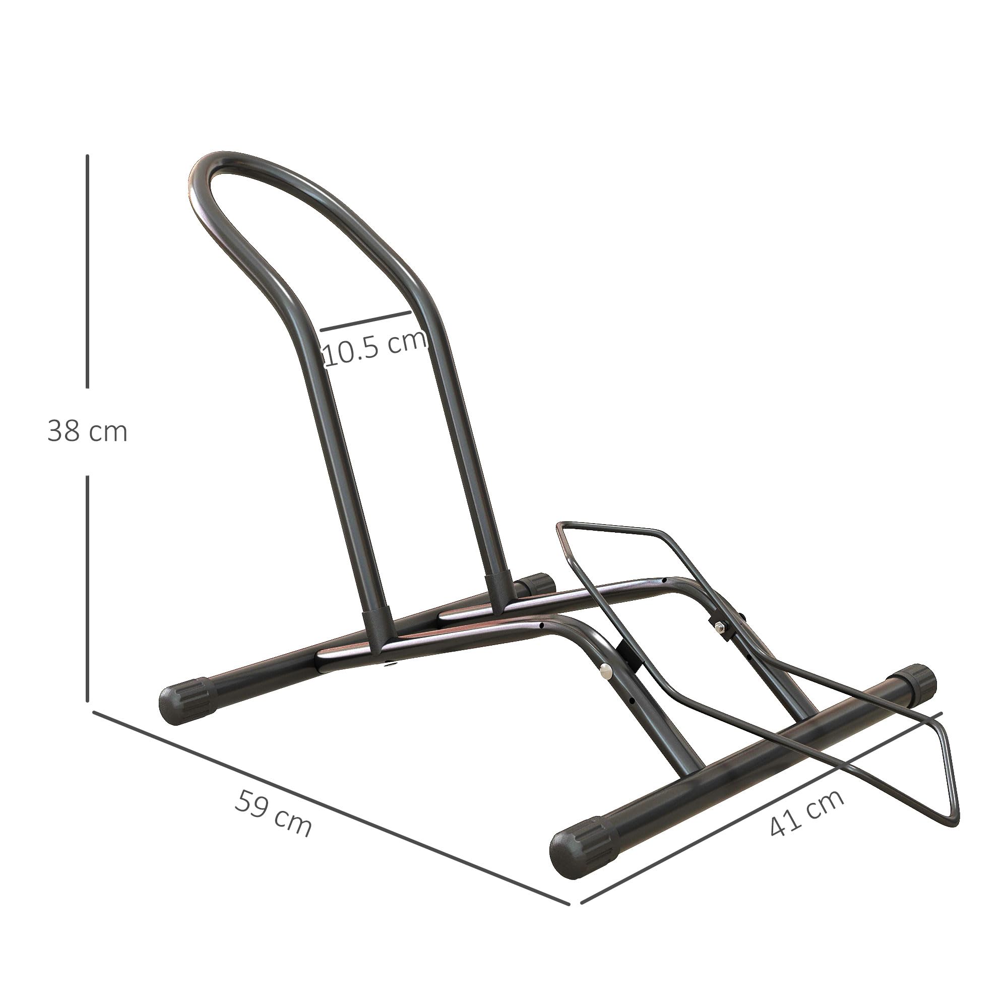 SPORTNOW Aparcamiento para Bicicletas Soporte para Bicicletas de Acero Aparca Bicis de Suelo Portátil para Interior y Exterior 59x41x38 cm Negro