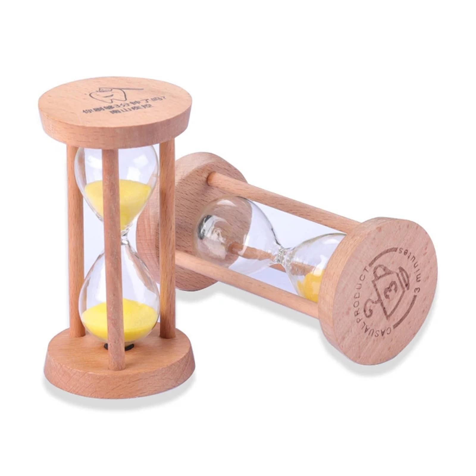 clessidra Clessidra in legno, decorazione da tavolo, orologio a sabbia, timer, gioco for bambini, doccia, arredamento moderno for la casa, 1 pezzo(Yellow-5cmx9cm,15min)
