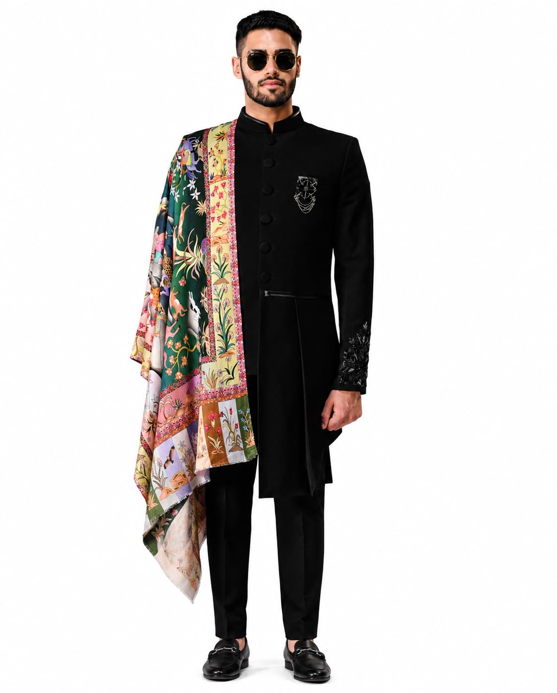 pashtush Mens Fine Soft Bamboo Stole, Shikaardar Print Design-picture-34