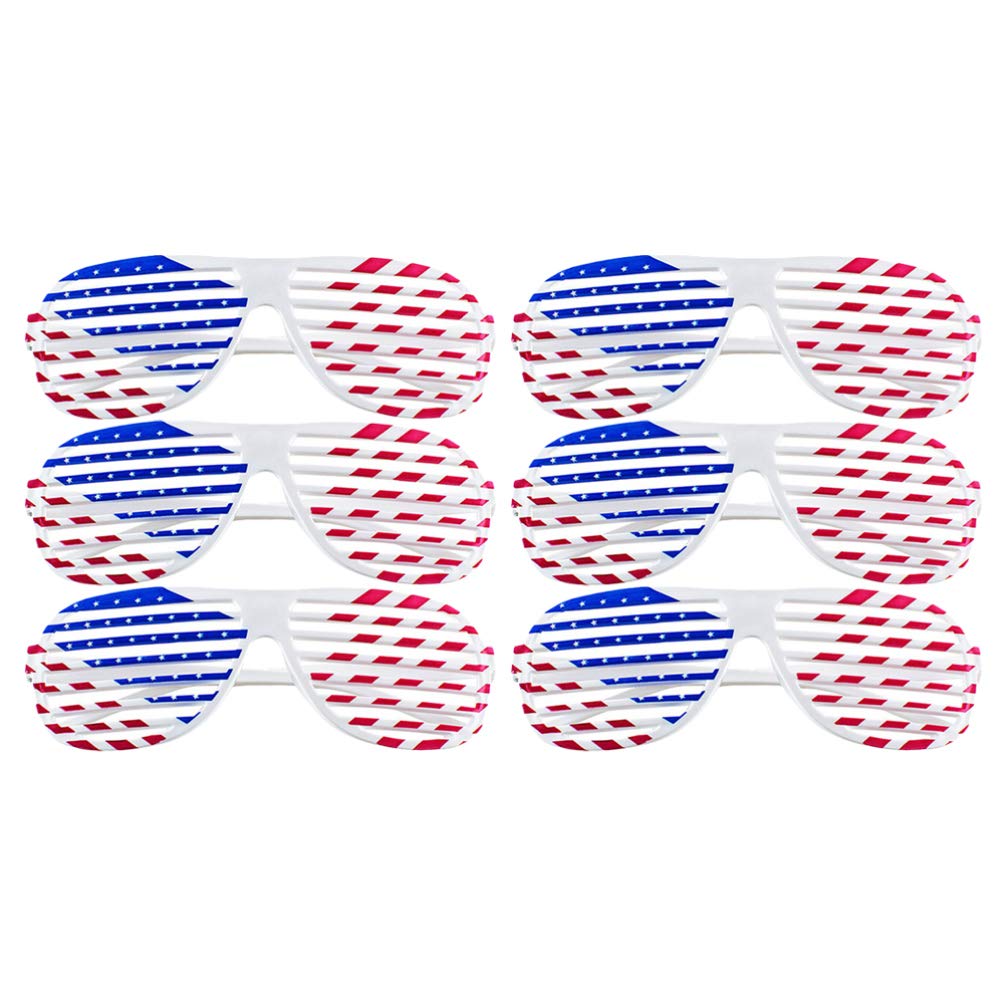 PRETYZOOM American Flags 6pcs Party Shutters Glasses American Flag Party Eyeglasses Glasses Party Props for Independence Day Make Up Head Band