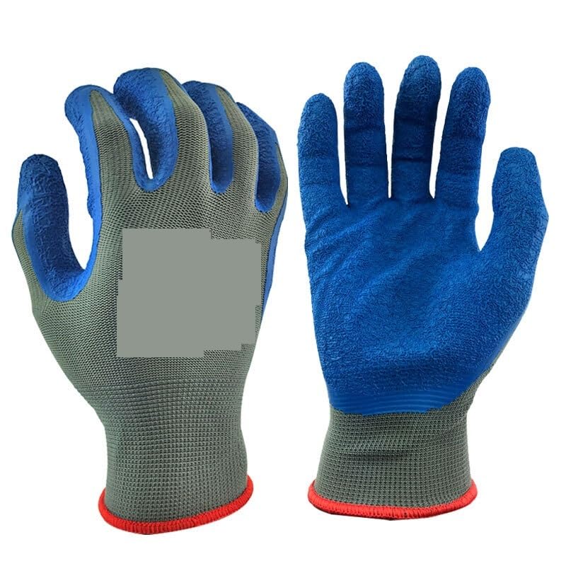 Guanti Da Lavoro Antiscivolo 12 pezzi/6 paia Guanti da lavoro presa for costruttori edili in cotone poliestere lavorato a maglia for il giardinaggio(Blue,XL)