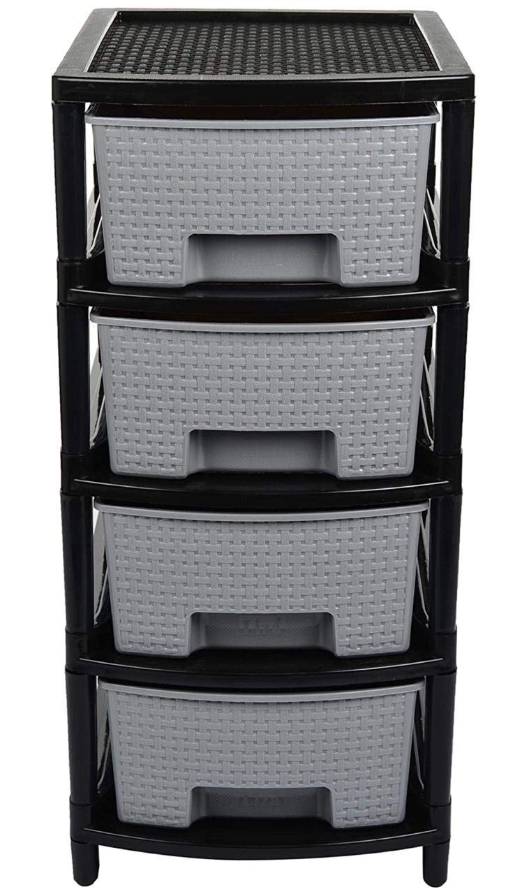 Dhwani Enterprise Multipurpose Plastic Drawer System for Home and Kitchen (4 Layer, GREY) (GIVE