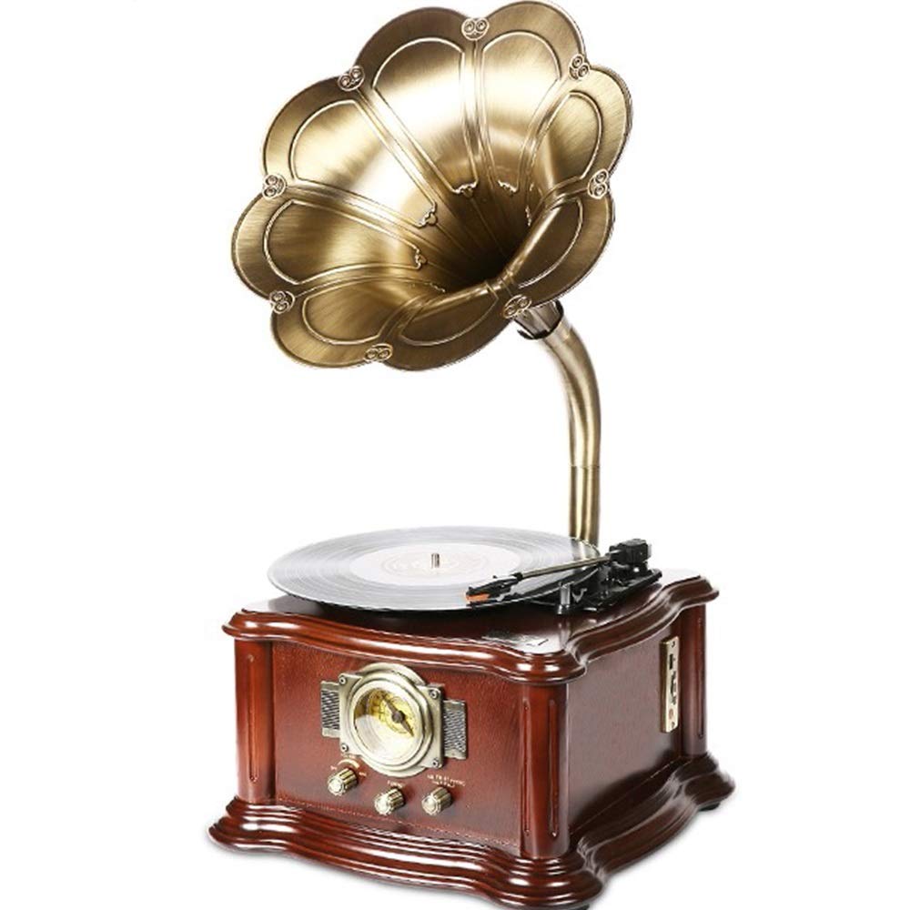 Odtwarzacze płyt winylowych retro Bluetooth Audio dekoracja domu salonu europejski retro gramofon czysta miedź duży głośnik