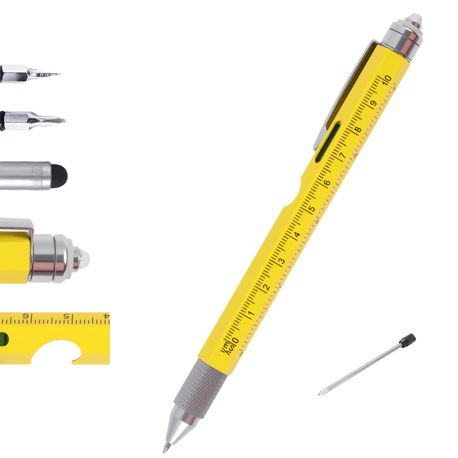 9 in 1 Multi Tool Pen for Men，Gifts for Dad, Birthday Gifts, Stocking Fillers, and Secret Santa - Ballpoint Pen with Screwdrivers, LED Light, Bottle Opener, and More