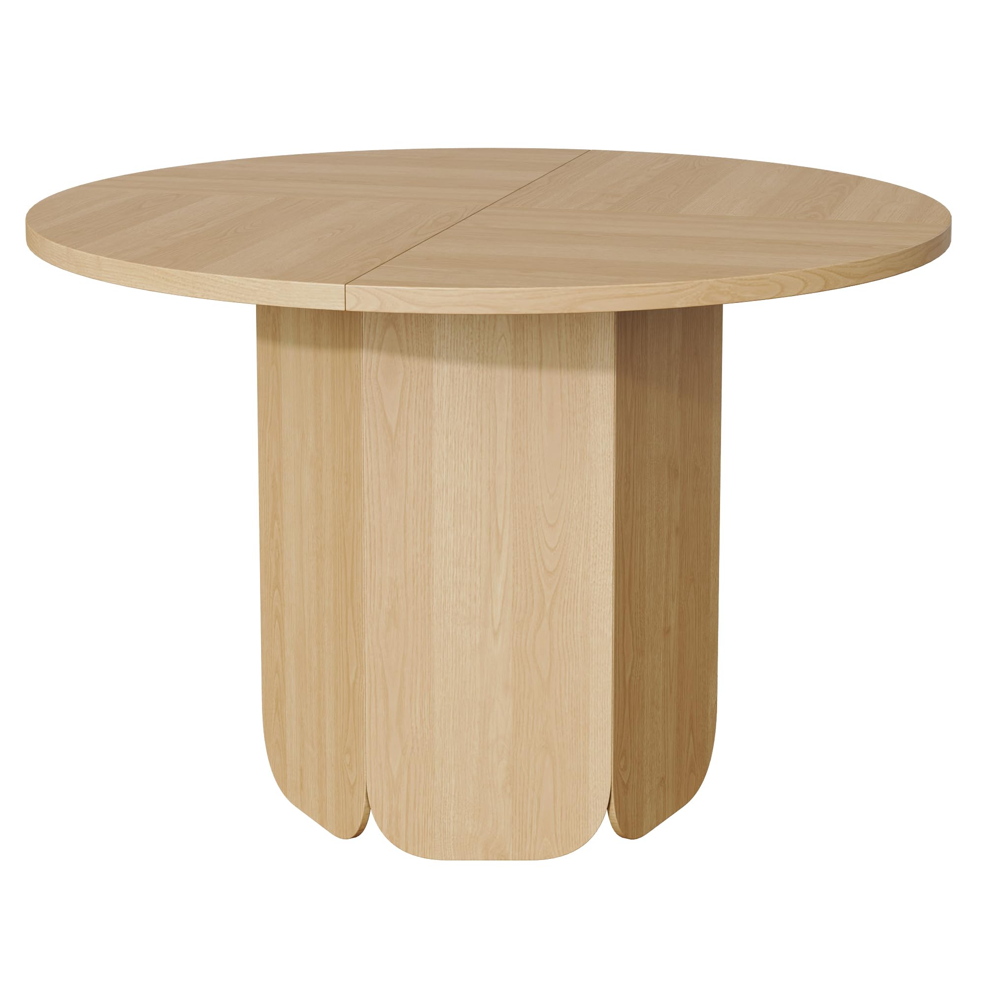 Tavolo da pranzo rotondo, 120 x 120 cm, adatto per 4-6 persone, di alta qualità, durevole e resistente ai graffi, colore rovere (senza sedia)