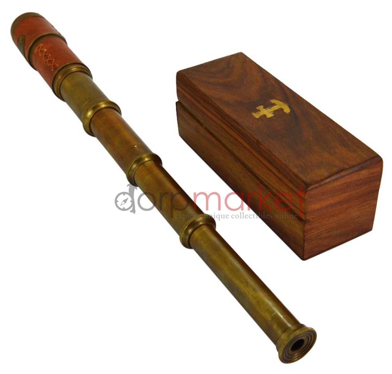 Beautiful Pink Leather Encased Brass Telescope with Wood Box Handmade Rustic Vintage Home Decor Gifts