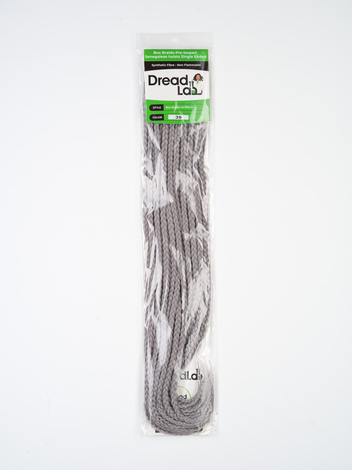 DreadLab - Box Braids Pre-Looped Senegalese Twists Single Ended (24"/ 60cm) (#39 Silver Grey), 24 inches - Image 2